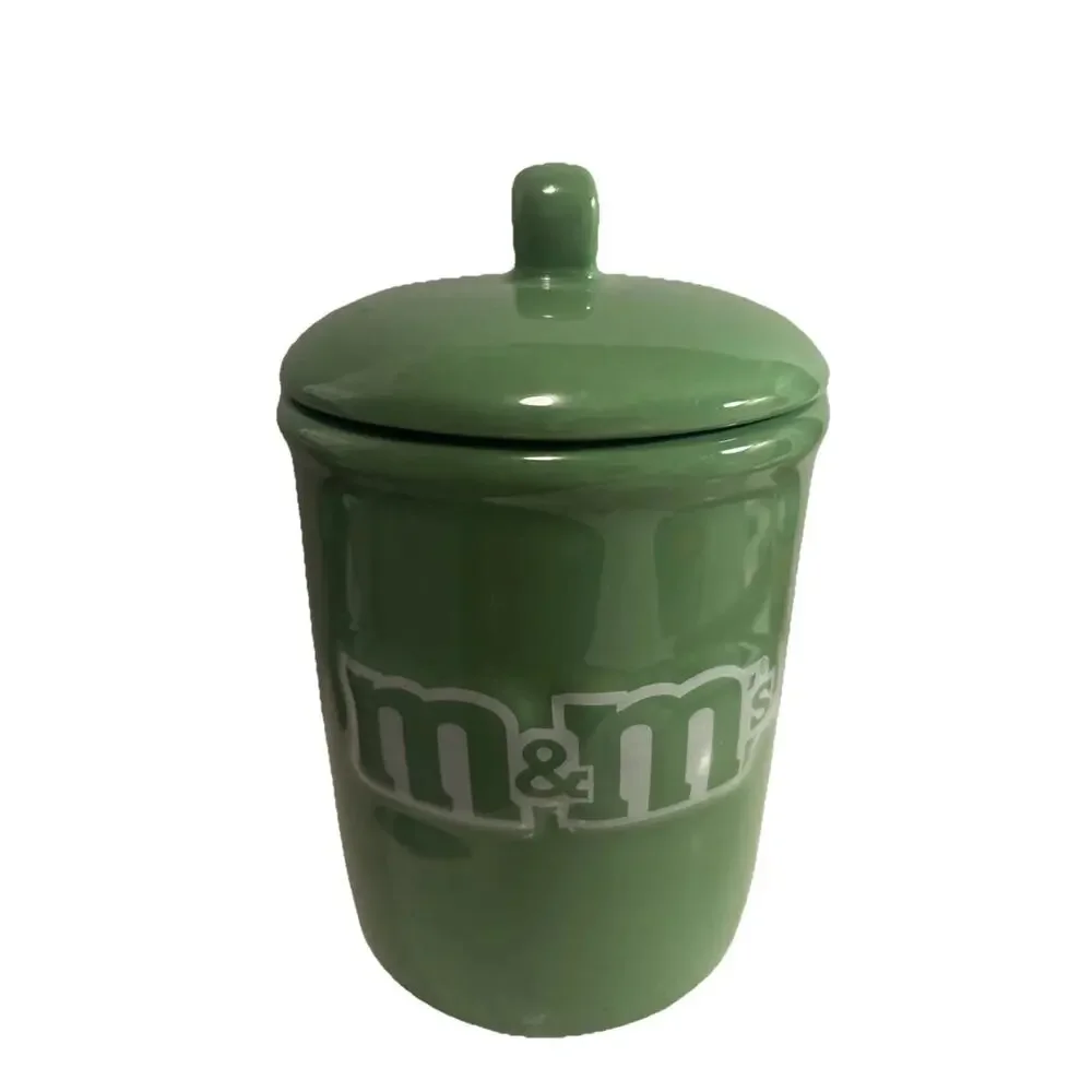 M&Ms Ceramic Green Jar 2010 Official Licensed Product 6.5 Inch